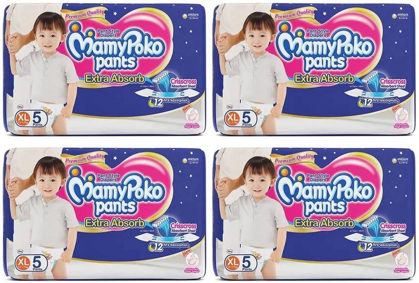 MAMY POKO Pants Extra Absorb Baby Size XL ( 5+5+5+5 Pieces ) Diapers