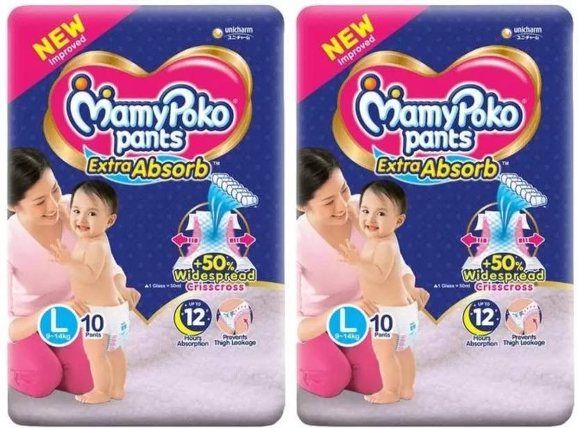 MAMY POKO Pants Extra Absorb Large Size L ( 10+10 Pieces ) Diapers L