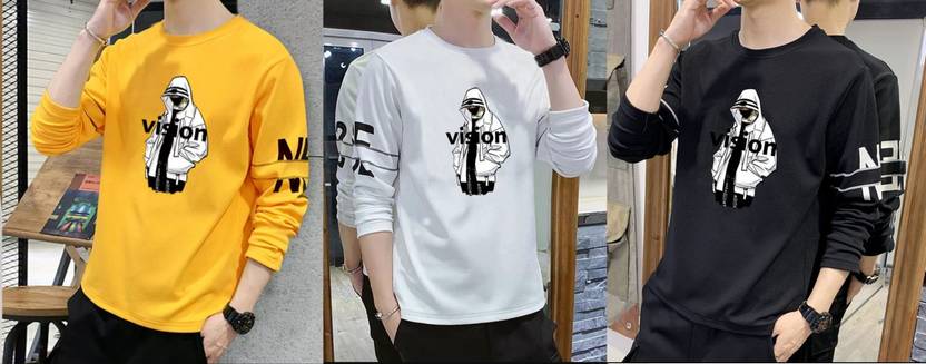 Axxitude Pack of 3 Men Printed Round Neck Multicolor T-Shirt