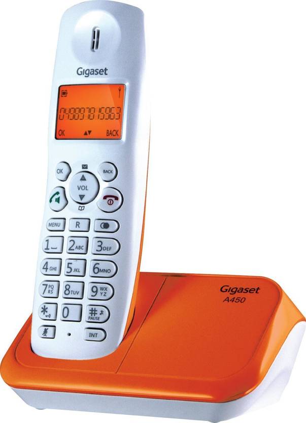 Gigaset A450 White &amp; orange Cordless Landline Phone