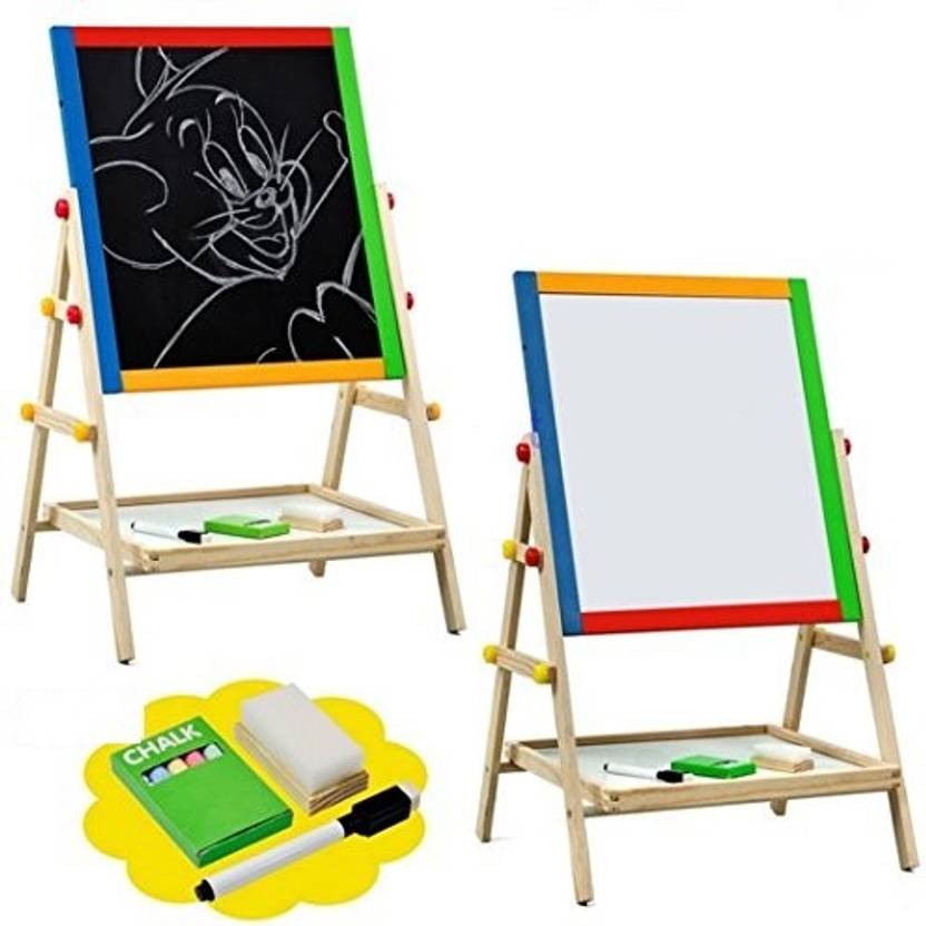 pigloo double sided children s magnetic wooden easel with adjustable