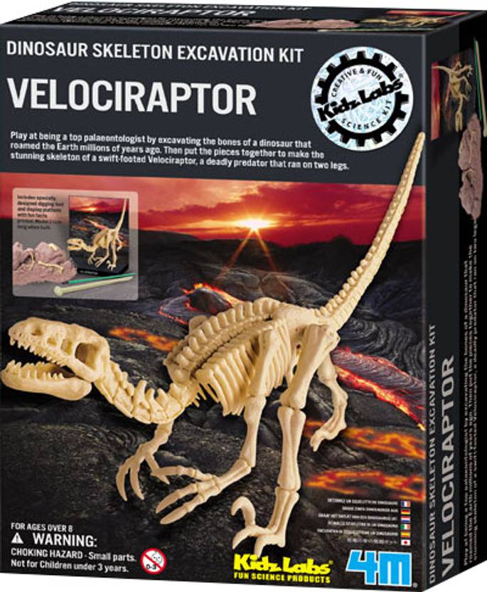 4m Kidz Labs Dinosaur Skeleton Excavation Kit Velociraptor