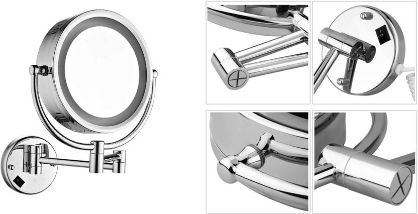 Aai Mh16389 Led Light Extending Magnifying Make Up Shaving Mirror 8 Aai Mh16389 Led Light Extending Magnifying Make Up Shaving Mirror 8 Inch Round With 5x