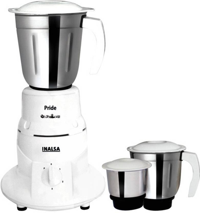 Inalsa Pride 550 W Mixer Grinder (3 Jars, White) Price in India Buy