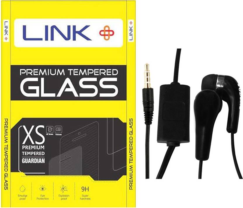 Link+ Tempered Glass For Nokia Lumia 525 And + Handsfree Combo Set Accessory Combo