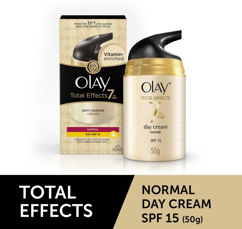 For 277/-(65% Off) Olay Total Effects 7 in one Anti-Ageing Cream SPF15  (50g) at Flipkart