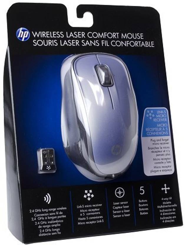 HP Link-5 Wireless Laser Scroll Mouse (Light Gray) Wireless Optical ...