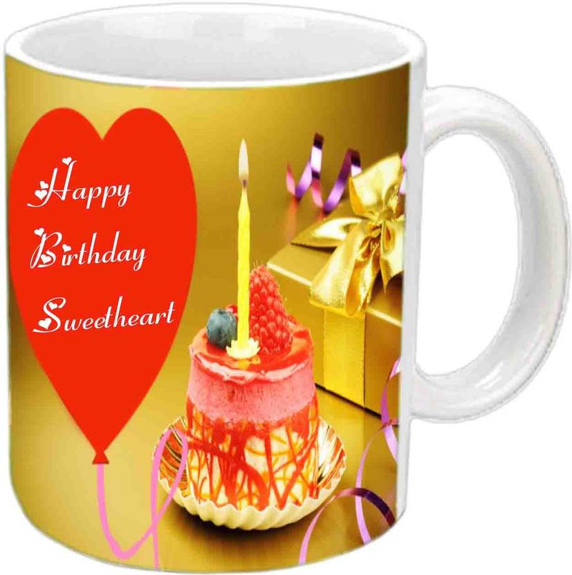Jiya Creation1 Happy Bday With Cake White Ceramic Mug Price In