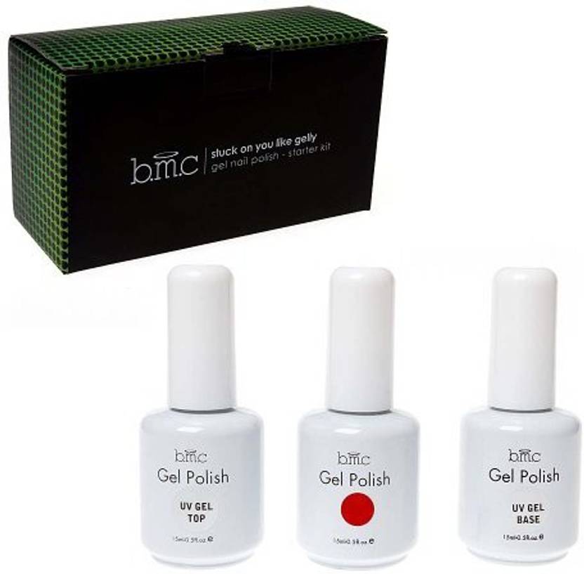 Bmc Uv Led Gel Nail Art Polish Kit One Color Red Top Base Coat