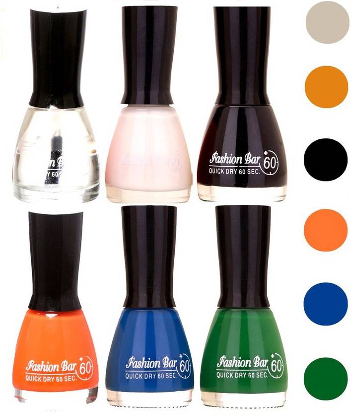 Fashion Bar Quick Dry Nail Polish Pack Of 6 126 Multicolor Price Fashion Bar Quick Dry Nail Polish Pack Of 6 126 Multicolor