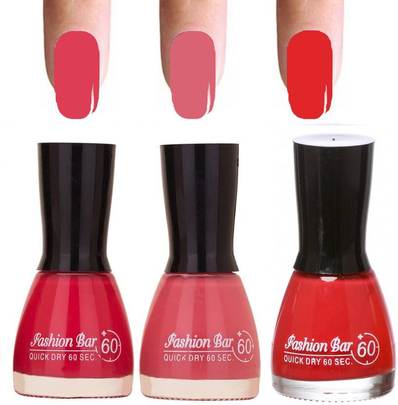 Fashion Bar Tomato Red Shades 3 Of Pack Gorgeous Nail Polish Combo Fashion Bar Tomato Red Shades 3 Of Pack Gorgeous Nail Polish Combo In 27 Ml Pink