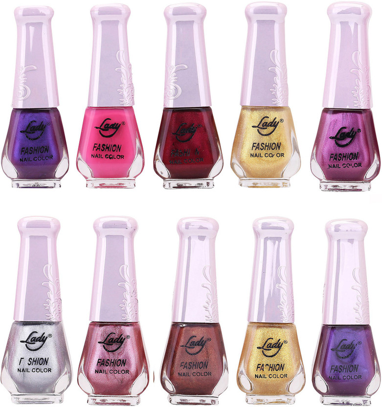 Lady FASHION Wholesale Price Trendy Nail Polish 0303201702 Multicolor,(Pack of 10)