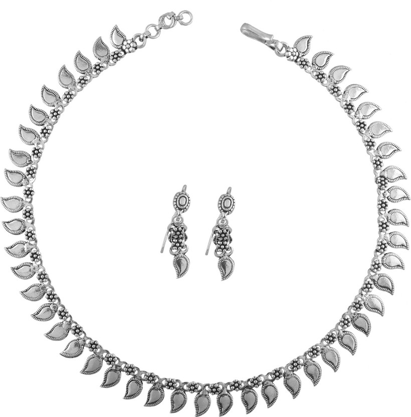 flipkart silver necklace set