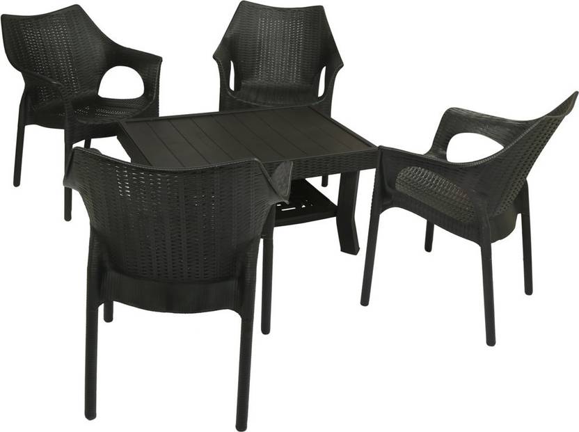 Mavi Black Plastic Table Chair Set Price In India Mavi Black Plastic Table Chair Set Finish Color