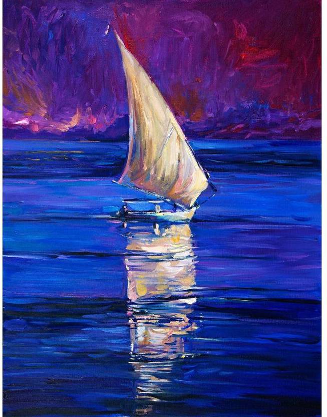 Artzfolio Oil Artwork Of Sail Ship And Sea Framed Art Print