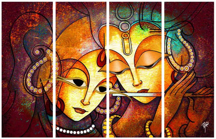 Ray Decor Radha Krishna 4 Frames Wall Ink 24 Inch X 36 Painting Ray Decor Radha Krishna 4 Frames Wall Ink 24 Inch X 36 Painting In India