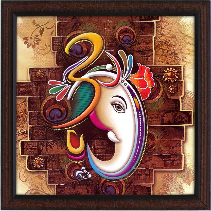 Delight ganeshji with om canvas painting Delight ganeshji with om canvas painting