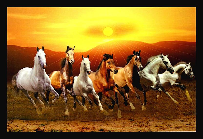 DKH lucky seven running horse Canvas Painting Price in ...
