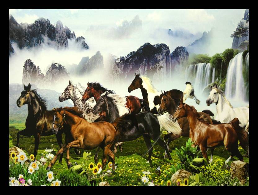 DKH seven running lucky horse Canvas Painting Price in India Buy DKH