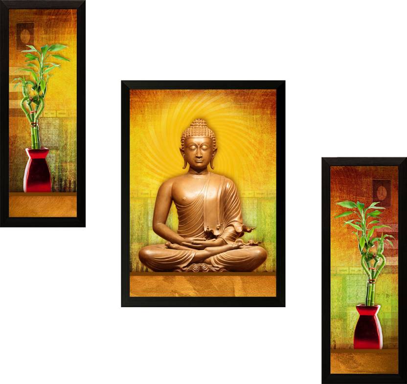 Saf Set Of 3 Buddha Digital Reprint Painting In India Saf Set Of 3 Buddha Digital Reprint