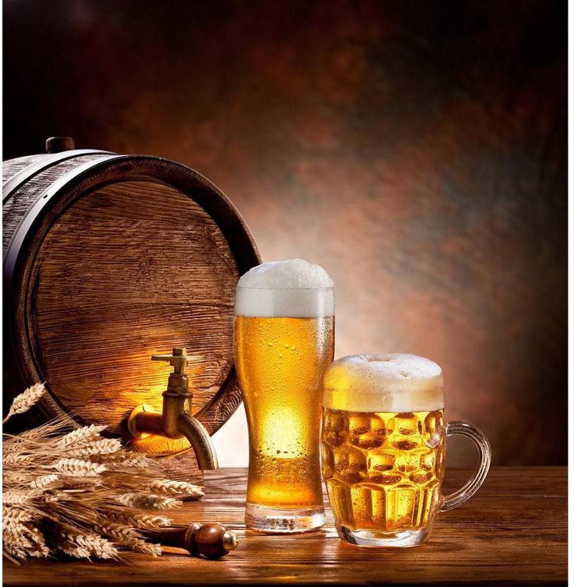 Pitaara Box Beer Barrel With Glasses Unframed Wall Art Painting Pitaara Box Beer Barrel With Glasses Unframed Wall Art Painting Print Canvas