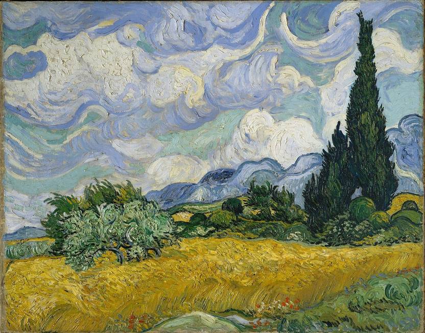 Wheat Field With Cypresses Vincent Van Gogh Painting Re
