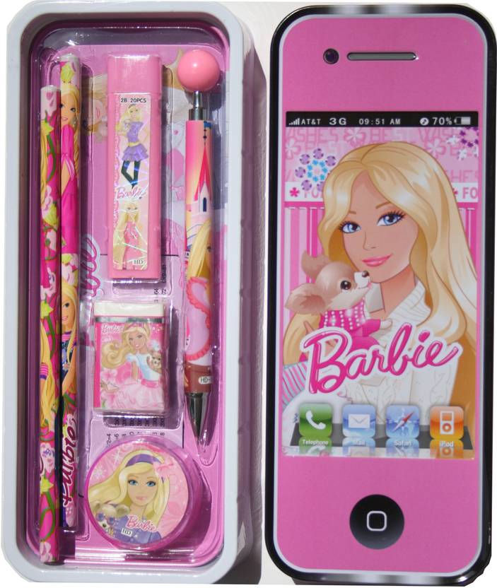 Camlin Geometry Set Barbie, Metal box Art Metal Pencil