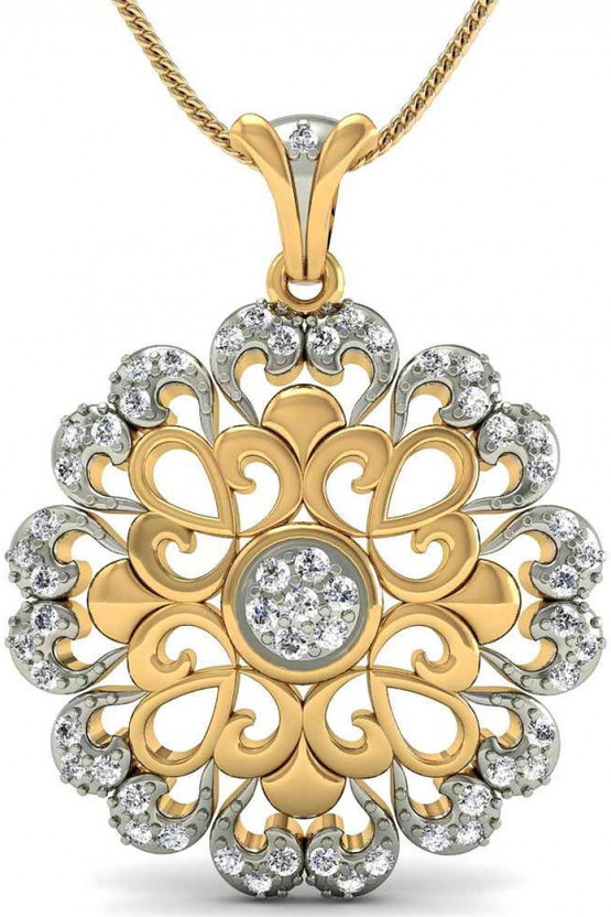 Rasav Jewels Floral Divine Pendant 18kt Diamond Yellow Gold Pendant