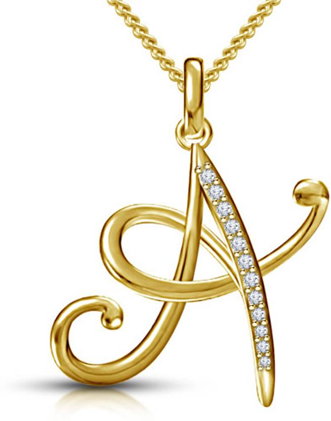 kirati stylish initial a letter gold plated silver pendant price