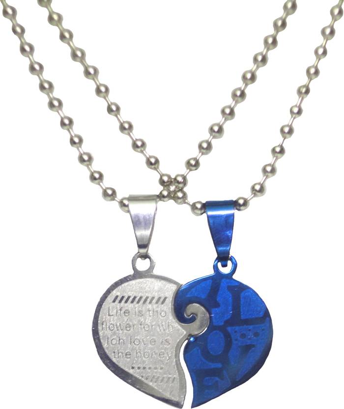 Qwerty Broken Heart Couple Pendant Alloy Locket In India Heart Couple Pendant Alloy Locket In India Qwerty Broken At Best S Flipkart Com