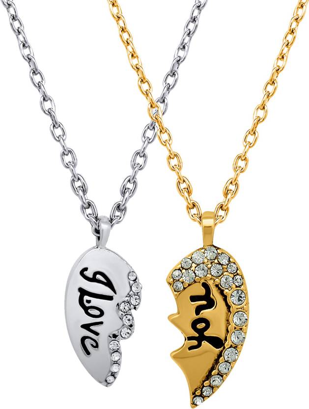 mahi i love you broken heart gold plated crystal alloy locket price