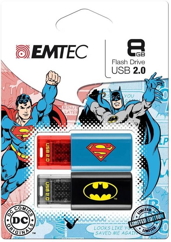 Emtec Batman Superman DUO-combo Pack 8 GB Pen Drive