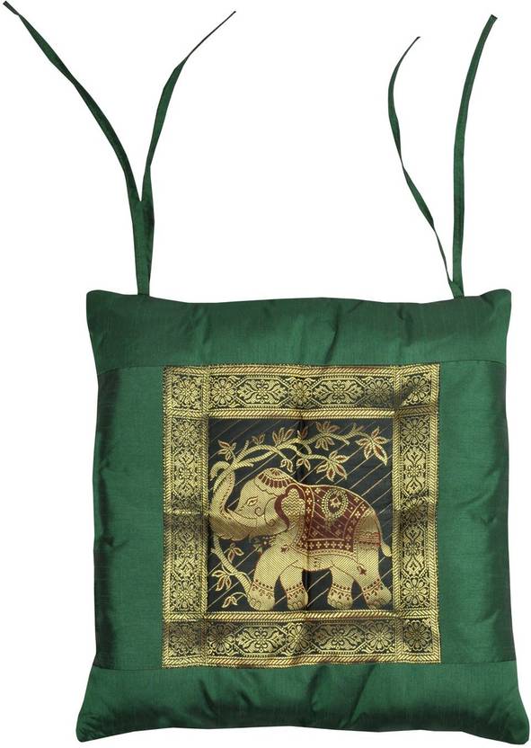 Lal Haveli Decorative Brocade Work Animal Design Seat Pad Green Lal Haveli Decorative Brocade Work Animal Design Seat Pad Green Chair Cushion Pack Of 1