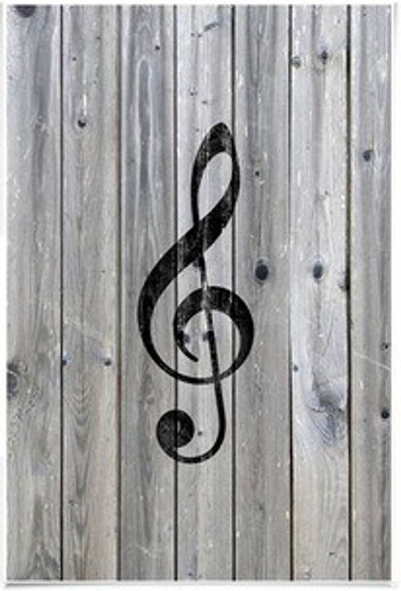 Dailyobjects Black Note Treble Clef Gray Wood Small Wall Art