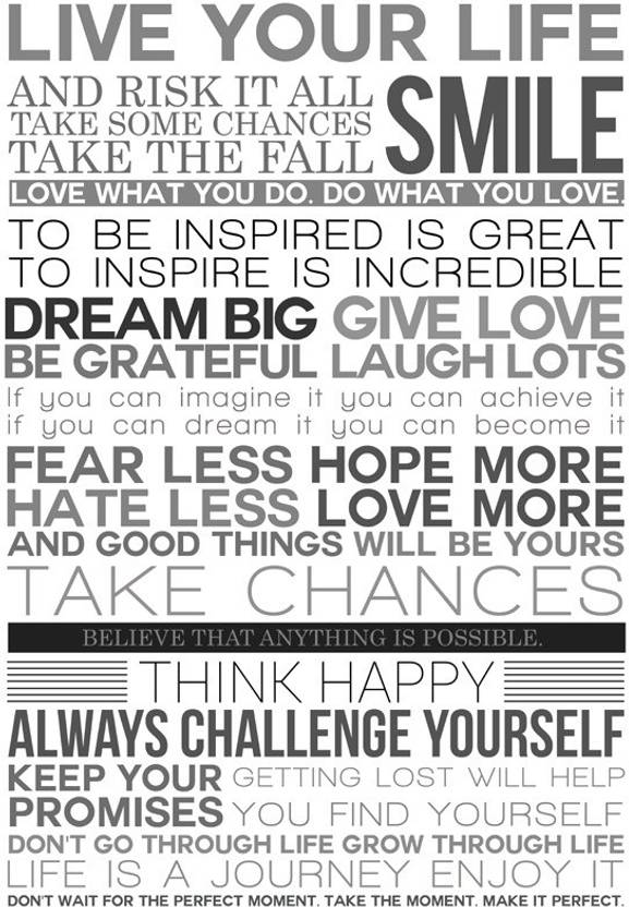 Live Your Life Risk It All Paper Print Quotes Motivation Posters