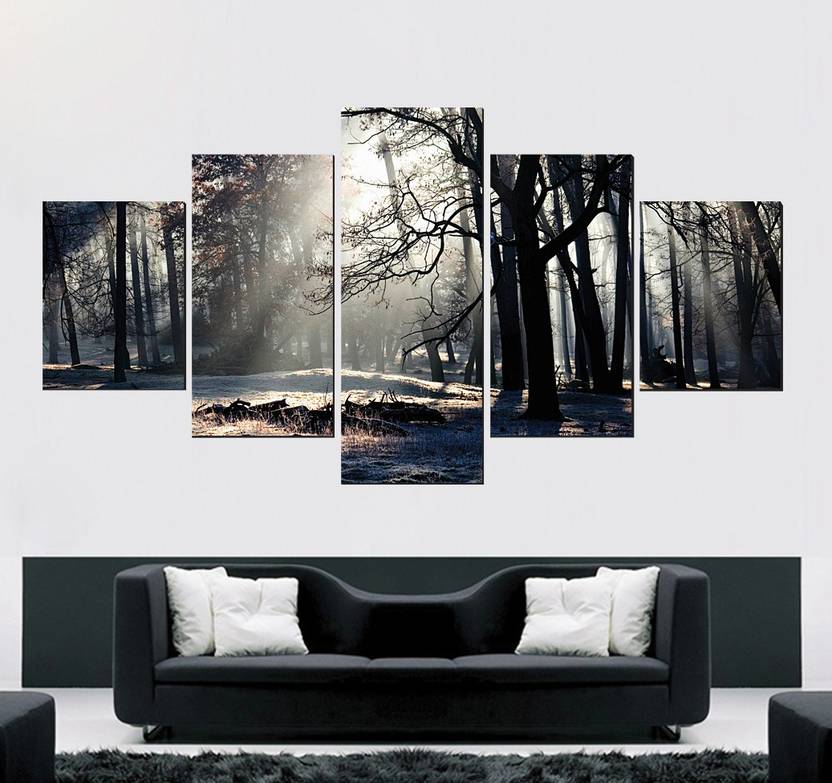 5 Piece Digital Printed Forest Trees Shadow Without Frame