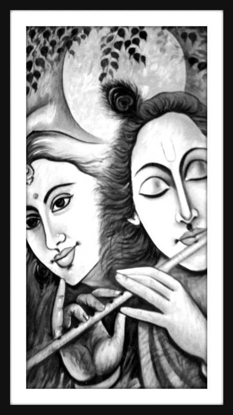 >Abstrack Black And White Abstract Krishna Photo