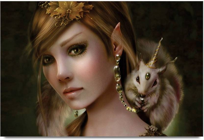 Amy Beautiful 3d Elf Girl With Fantasy Mouse 3d Poster