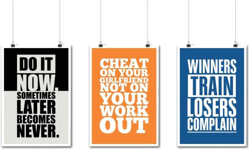 Set Of Three Gym Fitness Motivational Quotes Poster Paper