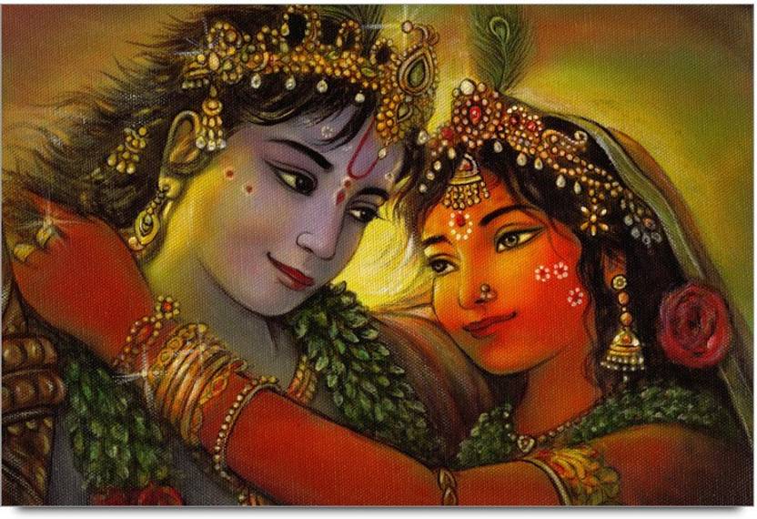 Radha Krishna Canvas Sketch Art Laminated Poster Paper Print
