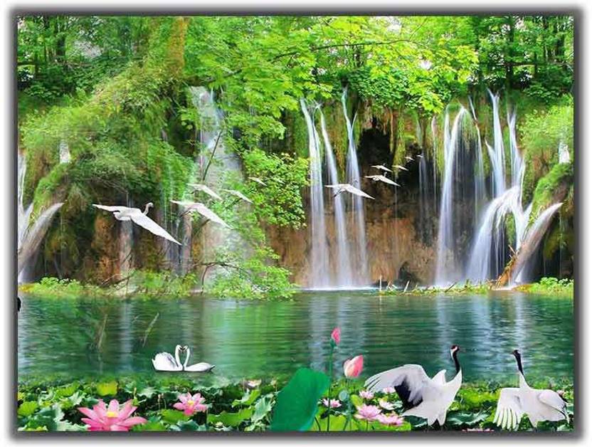 Waterfall And Birds 0635 Poster Photographic Paper