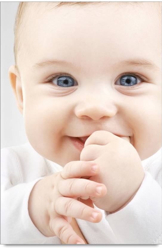 Cute Laughing Baby With Blue Eyes Paper Print Children Posters In