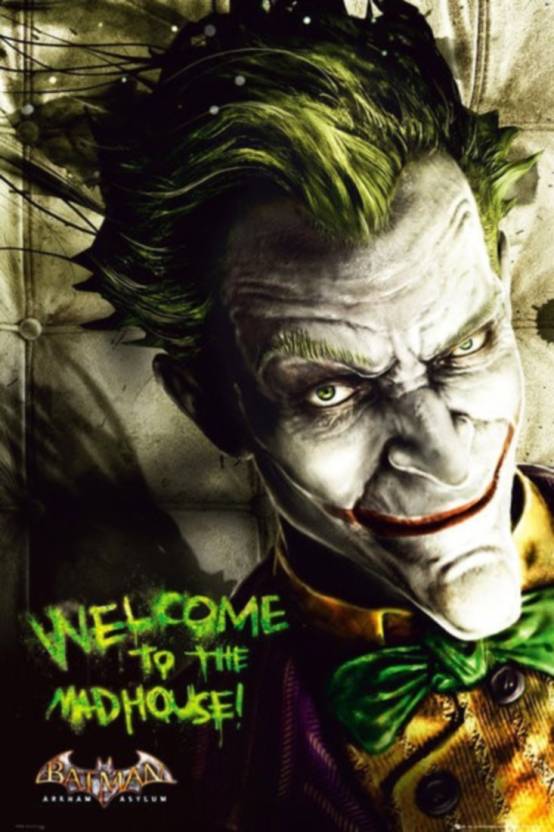 Eurekadesigns Poster Batman Arkham Asylum Joker Paper Print Rolled