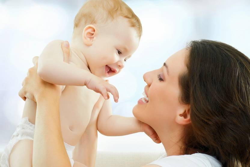 cute baby with mother