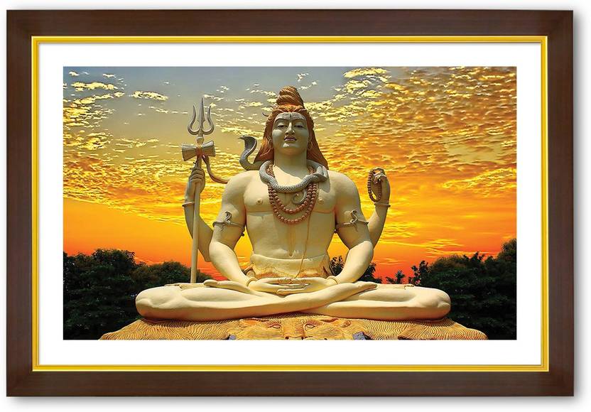 Gold Outlined Wood Framed The Giant Statue Of Lord Shiva