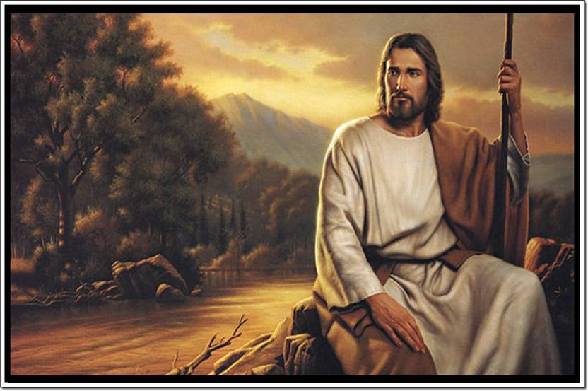 jesus christ sitting in jungle poster paper print religious