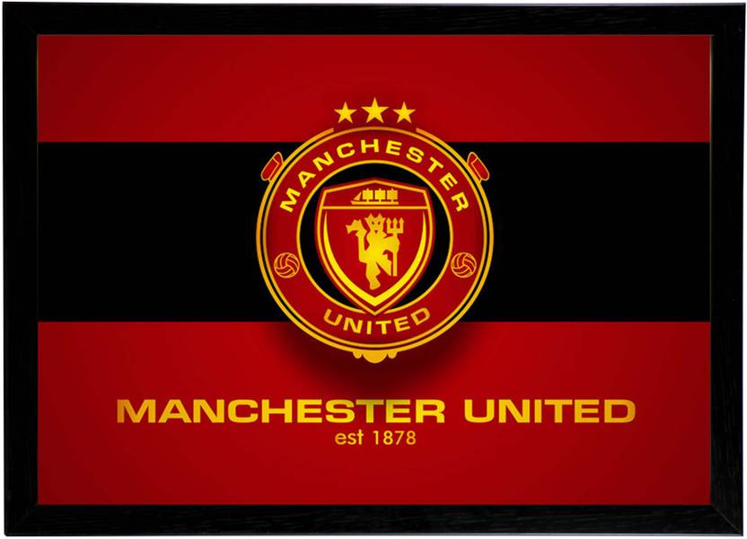 Manchester United Team Logo Framed Wall Poster Photographic Paper Manchester United Team Logo Framed Wall Poster Photographic Paper 12 Inch X 8