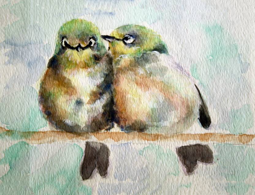 Two Love Birds Medium Size Ready To Frame Rolled Digital