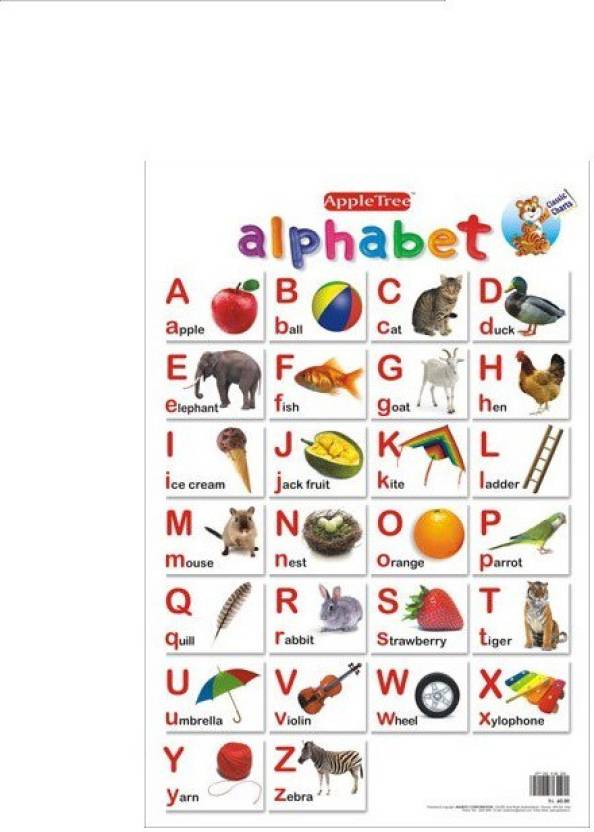 Apple Tree Alphabets PreSchool Charts - 1 ( 13.5 inch * 19.5 inch) Wall ...
