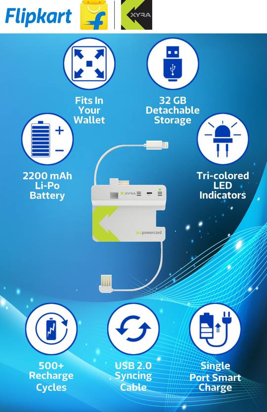 Xyra 2200 Mah Power Bank Xslw32 Xspowercard 32gb Apple